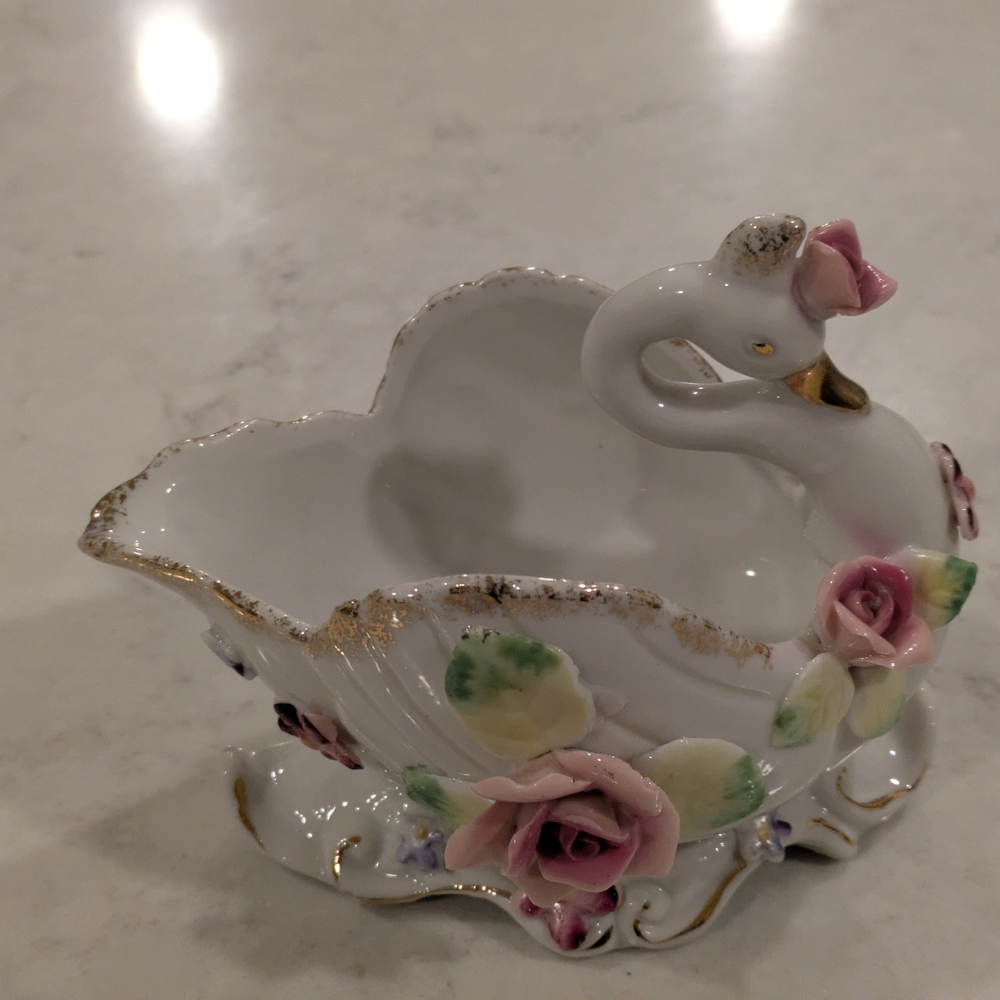 ACME Studio Porcelain Vintage 1950s Lefton Swan Planter Made In Japan